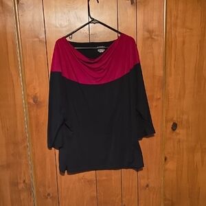 Merona Elegant Red and Black Cowl Neck Blouse